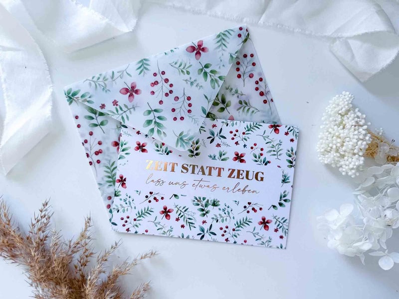 Weihnachten Gutschein Zeit statt Zeug