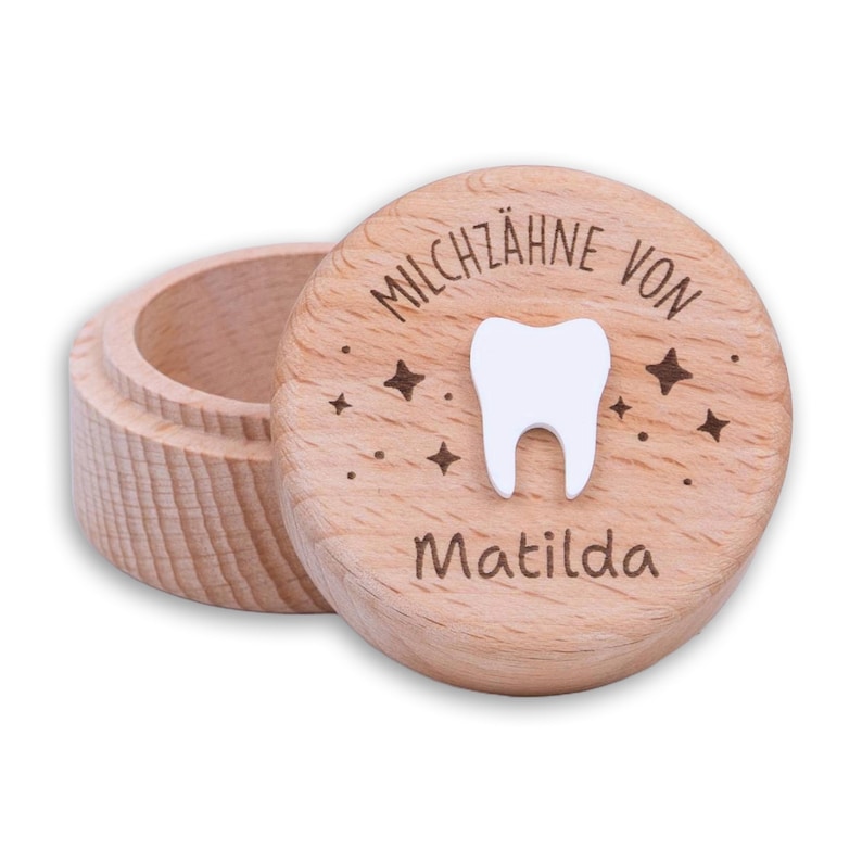 Holzdose Milchzähnchen personalisiert