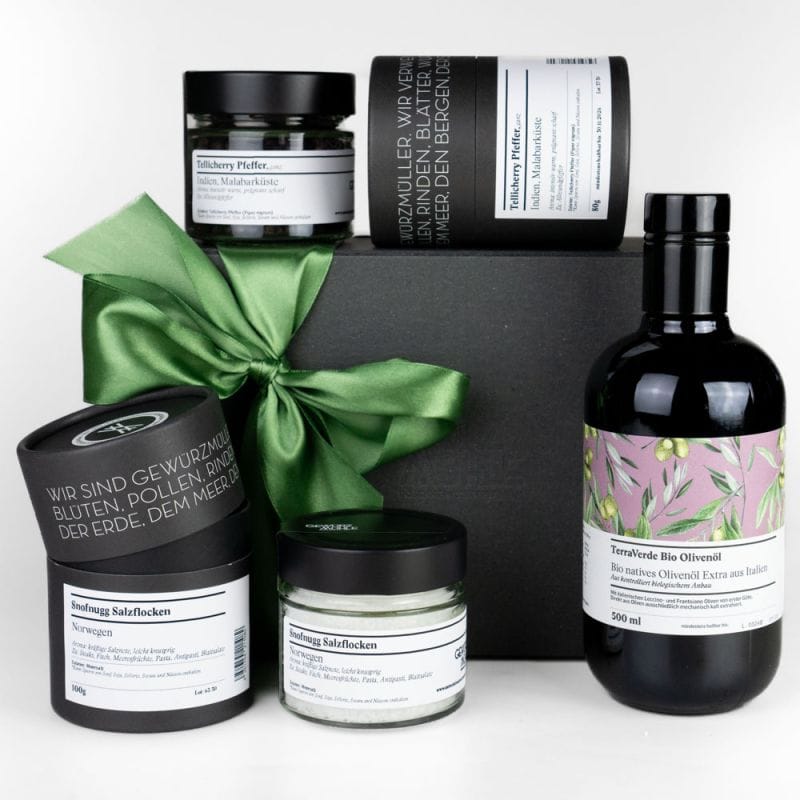 Gewürz-Geschenkset Öl, Salz & Pfeffer