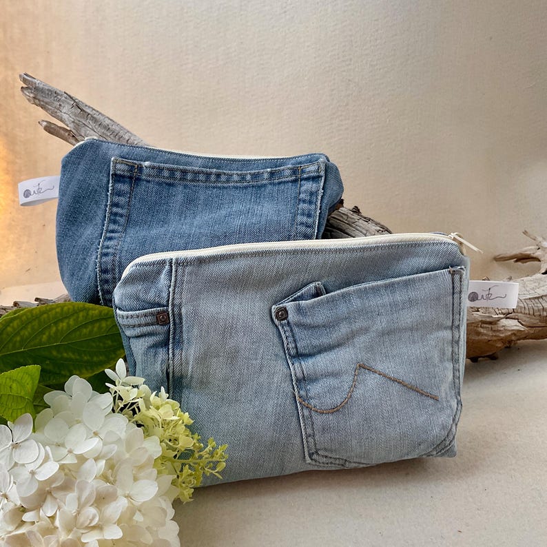 Personalisierte Jeans Kosmetiktasche